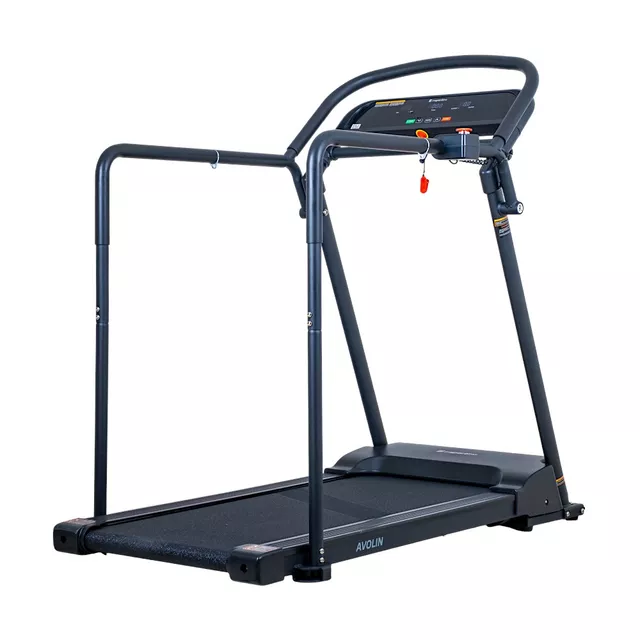 Bieżnia rehabilitacyjna z poręczami do chodzenia inSPORTline Avolin z poręczami ∙ Bluetooth ∙ aplikacje ∙ prędkość 0,3-8 km/h ∙ nośność 150 kg
