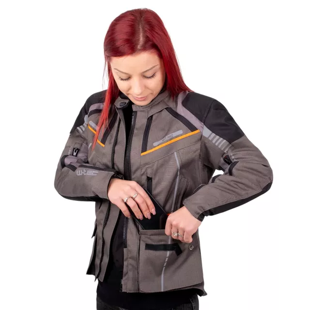 Damska turystyczna kurtka motocyklowa W-TEC Smackton Lady - Szary pomarańczowy