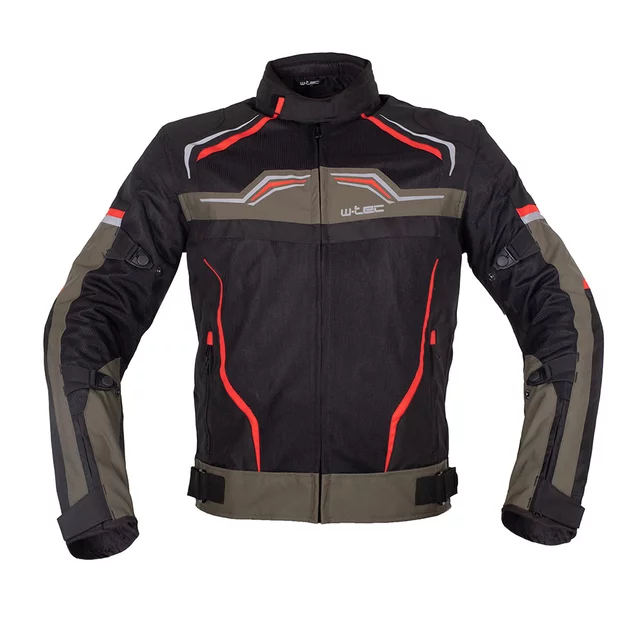 Męska kurtka motocyklowa na lato W-TEC Rovin - czarno-zielono-czerwony - czarno-zielono-czerwony