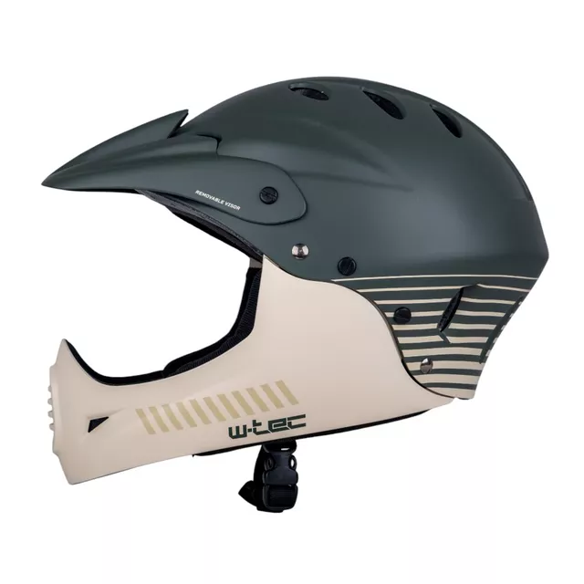 Kask downhillowy W-TEC Campanero Coast Forest ∙ full face/open face ∙ zintegrowana osłona ∙ rozmiar S-L ∙ norma EN 1078