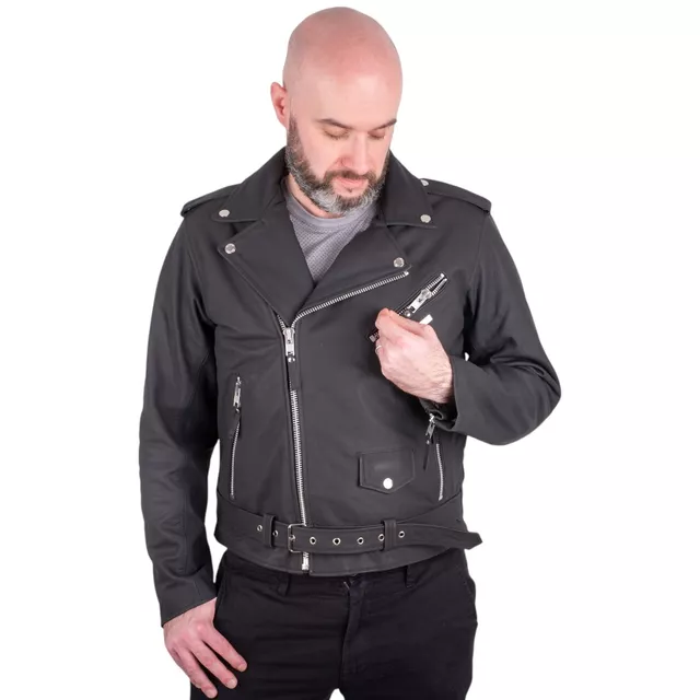 Męska skórzana kurtka motocyklowa W-TEC Brineo - Matt.czarny