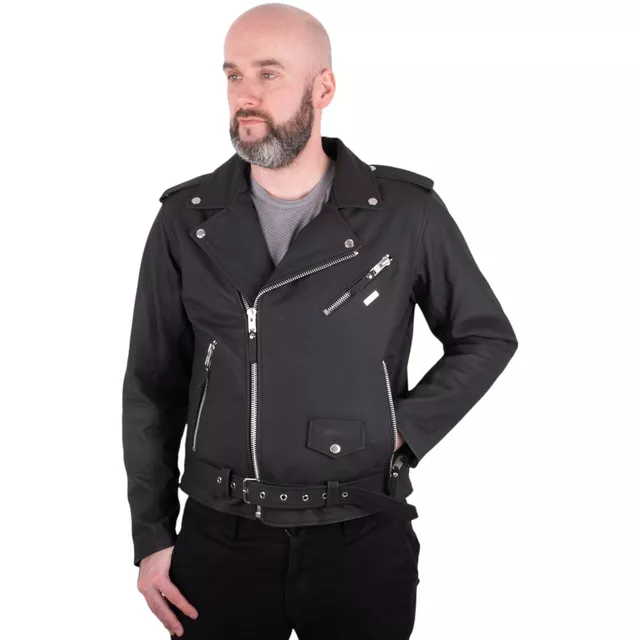 Męska skórzana kurtka motocyklowa W-TEC Brineo - Matt.czarny