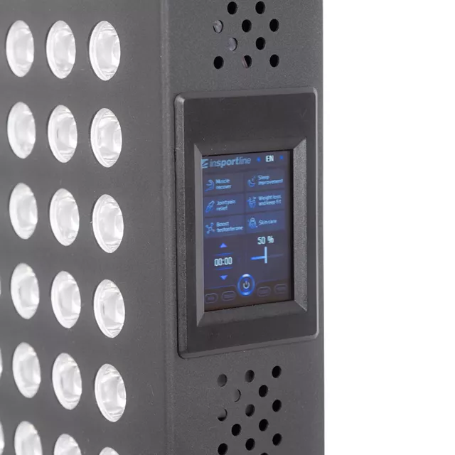 Panel LED do terapii światłem inSPORTline Lustar ∙ 300 diod ∙ 6 trybów ∙ 450 W ∙ światło czerwone+NIR - Czarny