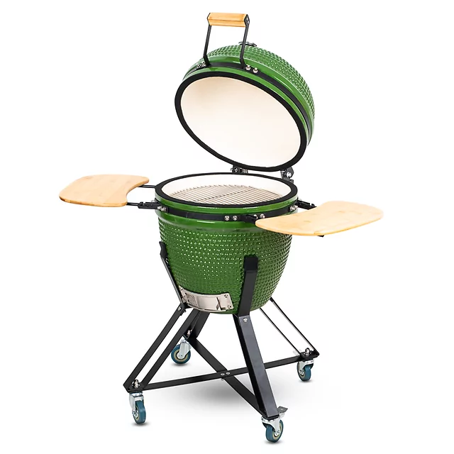 Ceramiczny grill kamado inSPORTline Pyrexo 18" ∙ termometr ∙ bambusowe półki ∙ kółka transportowe ∙ pokrowiec ochronny