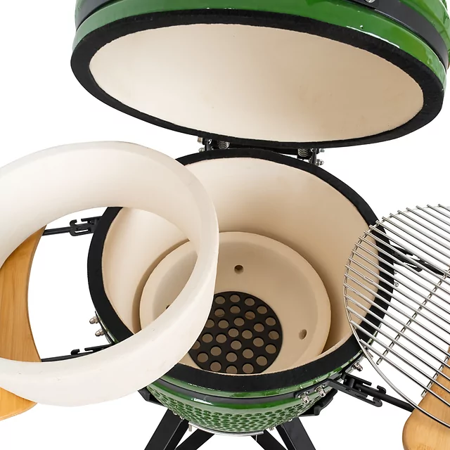 Ceramiczny grill kamado inSPORTline Pyrexo 18" ∙ termometr ∙ bambusowe półki ∙ kółka transportowe ∙ pokrowiec ochronny