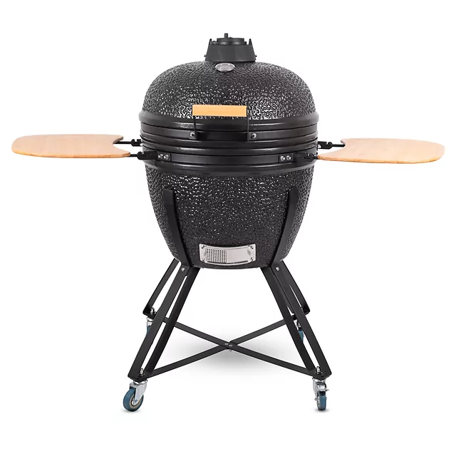 Ceramiczny grill kamado inSPORTline Pyrexo 24"∙ wbudowany termometr ∙ bambusowe półki boczne ∙ kółka transportowe ∙ pokrowiec ochronny