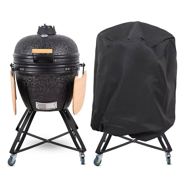 Ceramiczny grill kamado inSPORTline Pyrexo 24"∙ wbudowany termometr ∙ bambusowe półki boczne ∙ kółka transportowe ∙ pokrowiec ochronny