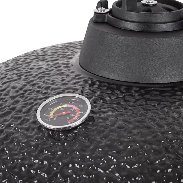 Ceramiczny grill kamado inSPORTline Pyrexo 24"∙ wbudowany termometr ∙ bambusowe półki boczne ∙ kółka transportowe ∙ pokrowiec ochronny