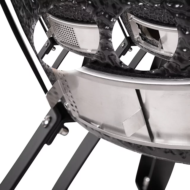 Ceramiczny grill kamado inSPORTline Pyrexo 24"∙ wbudowany termometr ∙ bambusowe półki boczne ∙ kółka transportowe ∙ pokrowiec ochronny