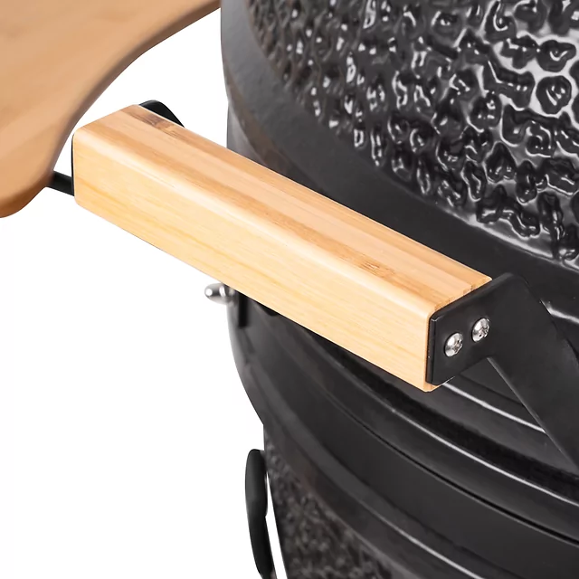Ceramiczny grill kamado inSPORTline Pyrexo 24"∙ wbudowany termometr ∙ bambusowe półki boczne ∙ kółka transportowe ∙ pokrowiec ochronny