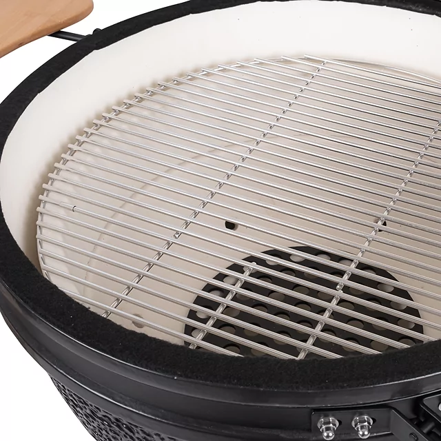 Ceramiczny grill kamado inSPORTline Pyrexo 24"∙ wbudowany termometr ∙ bambusowe półki boczne ∙ kółka transportowe ∙ pokrowiec ochronny