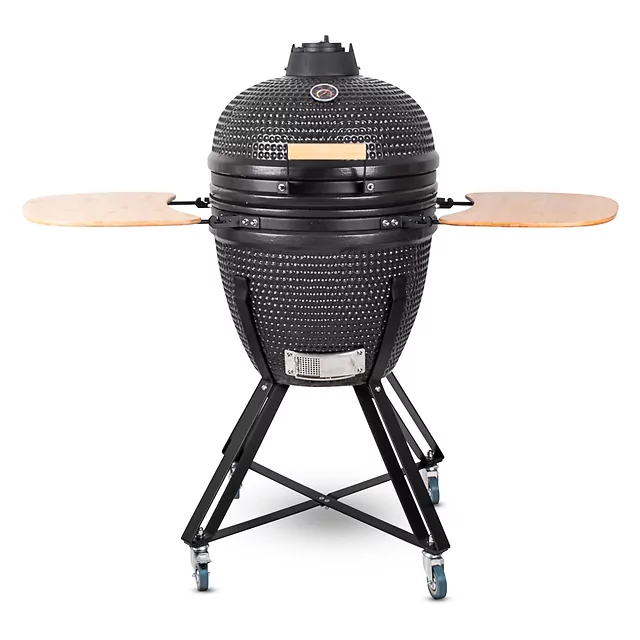 Ceramiczny grill kamado inSPORTline Pyrexo 21 ∙ bambusowe półki boczne ∙ zintegrowany termometr ∙ kółka transportowe