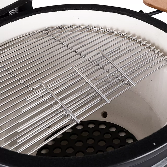 Ceramiczny grill kamado inSPORTline Pyrexo 21 ∙ bambusowe półki boczne ∙ zintegrowany termometr ∙ kółka transportowe
