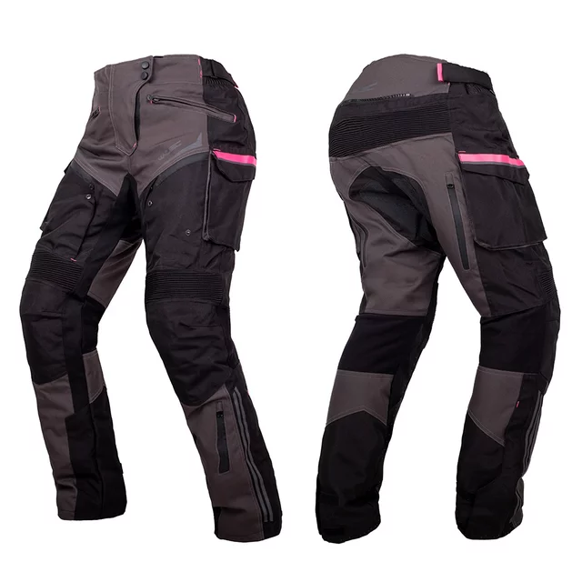 Damskie spodnie motocyklowe kalhoty W-TEC Barbata - czarno-szaro-różowy - czarno-szaro-różowy