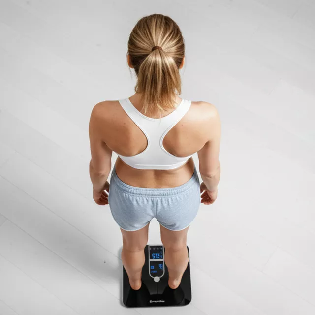 Waga diagnostyczna łazienkowa inSPORTline Syncale 100 ∙ smart ∙ 17 parametrów ciała ∙ puls na wadze ∙ Bluetooth Fitdays ∙ nośność 180 kg - Czarny