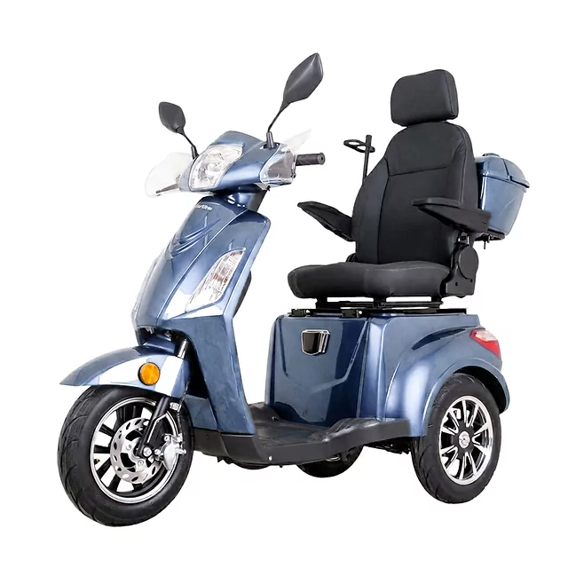 Trójkołowy wózek elektryczny inSPORTline Zorica Deluxe ∙ hamulec elektromagnetyczny ∙ 3 tryby prędkości ∙ zasięg 45 km - Niebieski