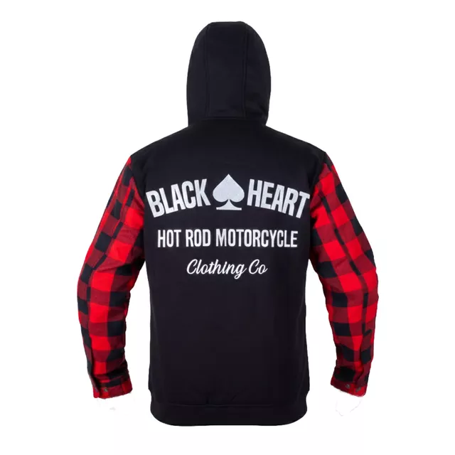 Bluza motocyklowa z kapturem W-TEC Black Heart Ramforge ∙ kieszenie na ochraniacze ∙ podszewka mesh ∙ luźny krój ∙ wyszywane logo - Czerwono-czarny