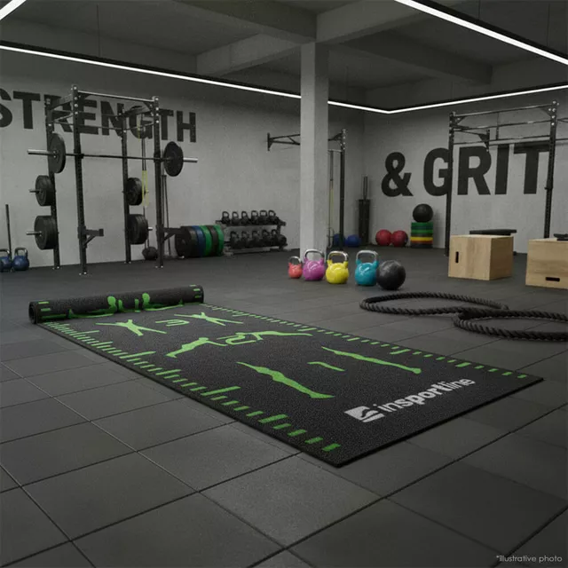 Sztuczna trawa treningowa inSPORTline Crospet 10×2 m ∙ podziałka numeryczna ∙ piktogramy ćwiczeń ∙ antypoślizgowy spód ∙ wysoka gęstość