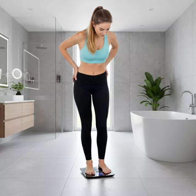 Waga diagnostyczna łazienkowa inSPORTline Syncale 100 ∙ smart ∙ 17 parametrów ciała ∙ puls na wadze ∙ Bluetooth Fitdays ∙ nośność 180 kg - Czarny