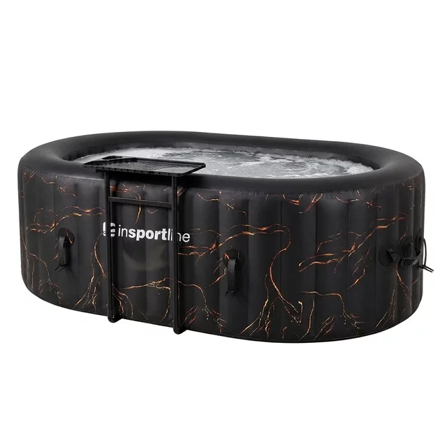 Basen pompowany / jacuzzi inSPORTline Voytano z hydromasażerm ∙ dla 2 osób ∙ 100 dysz hydromasażu ∙ podgrzewanie do 40°C ∙ filtr 1400 l/h - Czarno-złoty