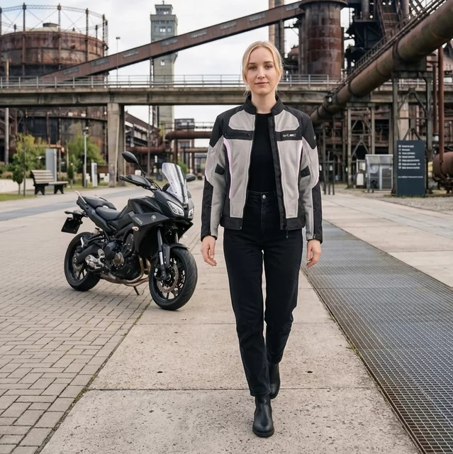 Letnia damska kurtka motocyklowa W-TEC Mirelia ∙ system AirVent ∙ protektory CE ∙ odpinana membrana ∙ elementy odblaskowe Visionight - Czarno-szary