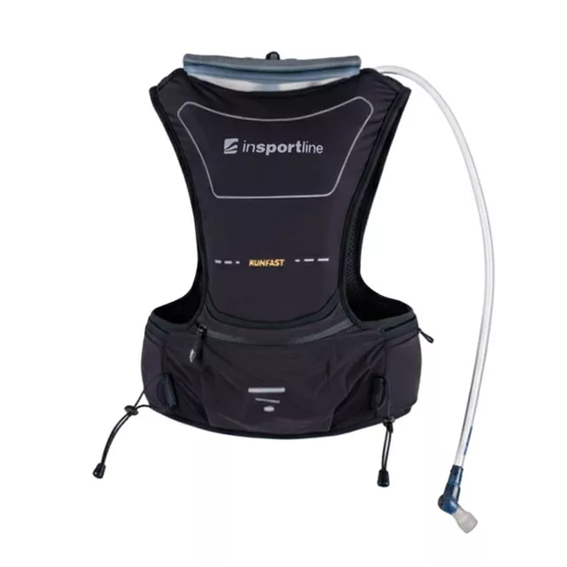 Kamizelka biegowa inSPORTline Runfast XS-M ∙ lekka konstrukcja ∙ multi kieszenie ∙ bukłak do 3 l ∙ regulowane paski ∙ elementy odblaskowe
