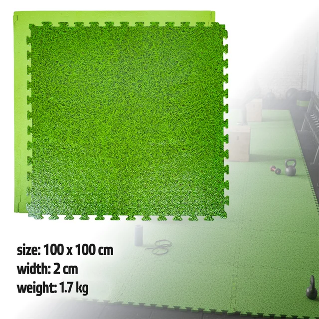 Mata tatami puzzle inSPORTline ZemalPro 100x100 cm ∙ grubość 2 cm ∙ amortyzacja wstrząsów ∙ system łączenia puzzle ∙ ochrona podłogi - motyw trawnika - motyw trawnika