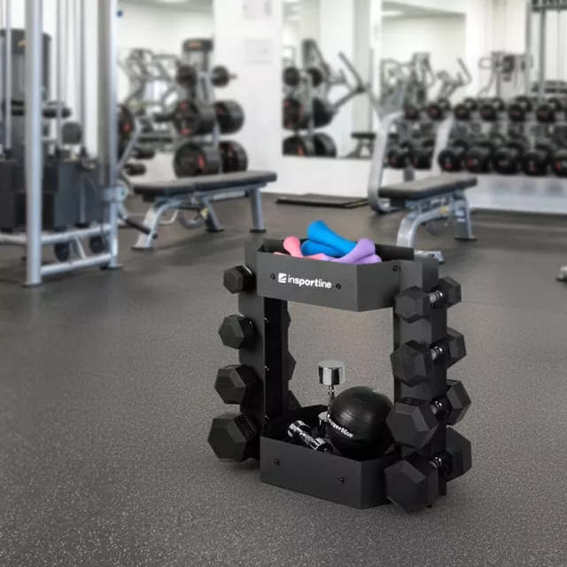 Stojak na hantle inSPORTline RK3020 ∙ rama ze stali ∙ max. obciążenie 250 kg ∙ miejsce na 8 hantli ∙ powłoka antyzarysowaniowa