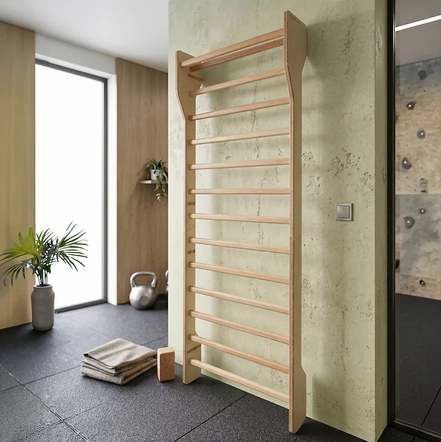Drabinka gimnastyczna inSPORTline Shapemar 220x90 cm ∙ 12 szczebli ∙ nośność 130 kg ∙ drewno bukowe ∙ podwójnie lakierowana