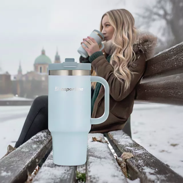 Kubek termiczny inSPORTline Natticino ∙ do uchwytów samochodowych ∙ podwójna zakrętka ∙ stal nierdzewna ∙ bez BPA ∙ do zmywarki - Niebieski