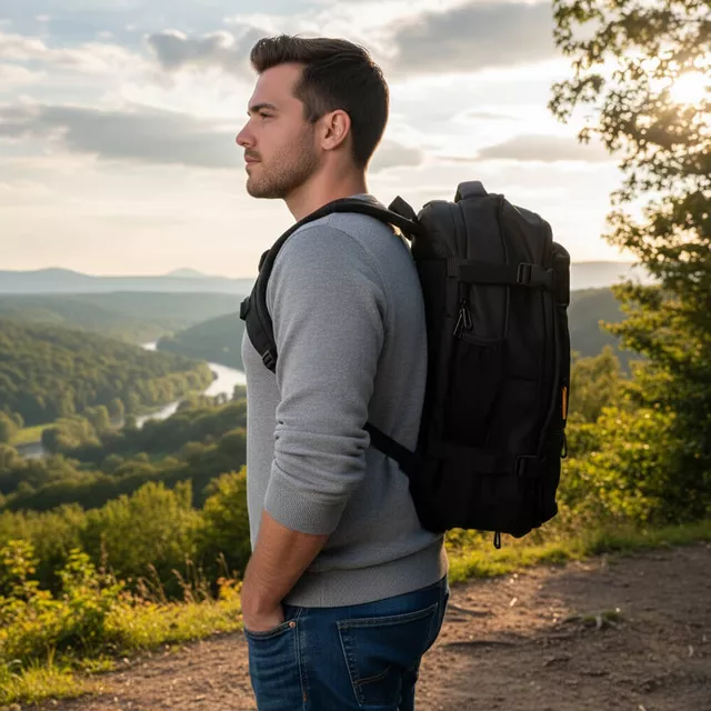 Plecak podróżny inSPORTline Wingmate 33–50 l ∙ regulowana pojemność ∙ otwarcie jak walizka ∙ kieszeń na laptopa 17,3" ∙ kabel do powerbanka