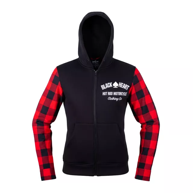 Damska bluza motocyklowa W-TEC Black Heart Ramforge Lady ∙ kieszenie na ochraniacze ∙ podszewka mesh ∙ regulowany kaptur ∙ elastyczne ściągacze - Czerwono-czarny