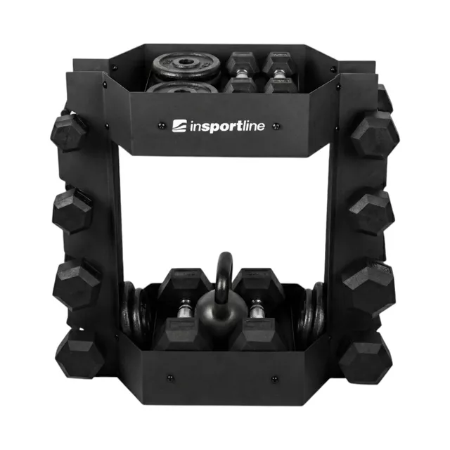 Stojak na hantle inSPORTline RK3020 ∙ rama ze stali ∙ max. obciążenie 250 kg ∙ miejsce na 8 hantli ∙ powłoka antyzarysowaniowa