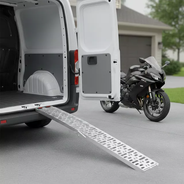 Rampa najazdowa W-TEC Haldenor ∙ najazd ∙ składana ∙ aluminiowa ∙ nośność 340 kg ∙ waga 6,2 kg ∙ pasek mocujący