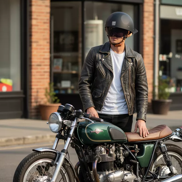 Kask motocyklowy otwarty retro W-Tec Dazeck ∙ styl vintage ∙ osłona przeciwsłoneczna