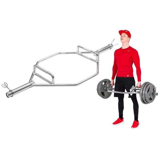 Gryf olimpijski Hex inSPORTline Hexlif 140cm/50mm ∙ do martwego ciągu ∙ waga 21,8 kg ∙ nośność 200 kg ∙ z zaciskami