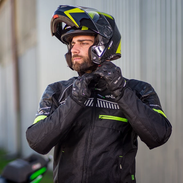 Kask motocyklowy szczękowy W-TEC Vexamo z blendą - Czarno-zielony