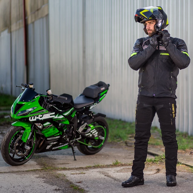Kask motocyklowy szczękowy W-TEC Vexamo z blendą - Czarno-zielony