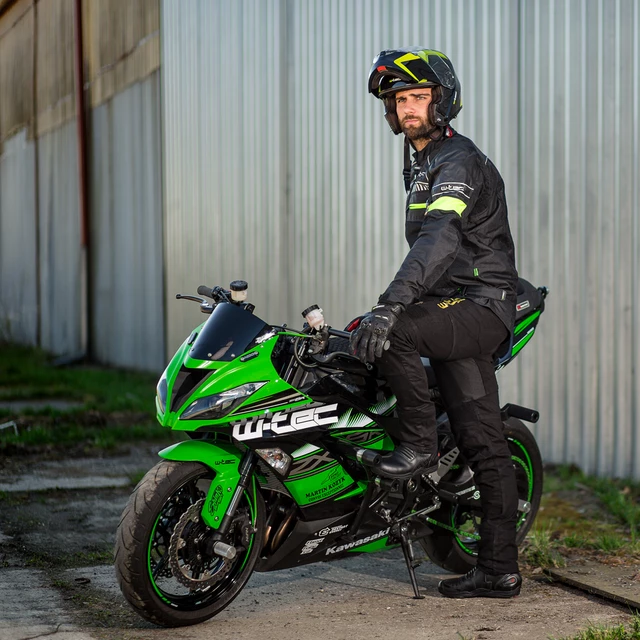 Męska kurtka motocyklowa W-TEC Meltsch - Czarno-zielony neonowy