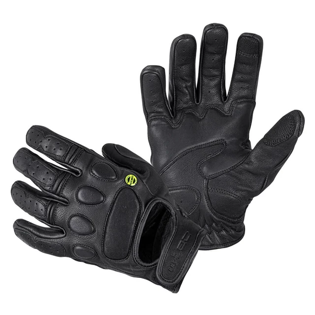 Męskie skórzane rękawice motocyklowe W-TEC Cherton - Czarny - Czarny