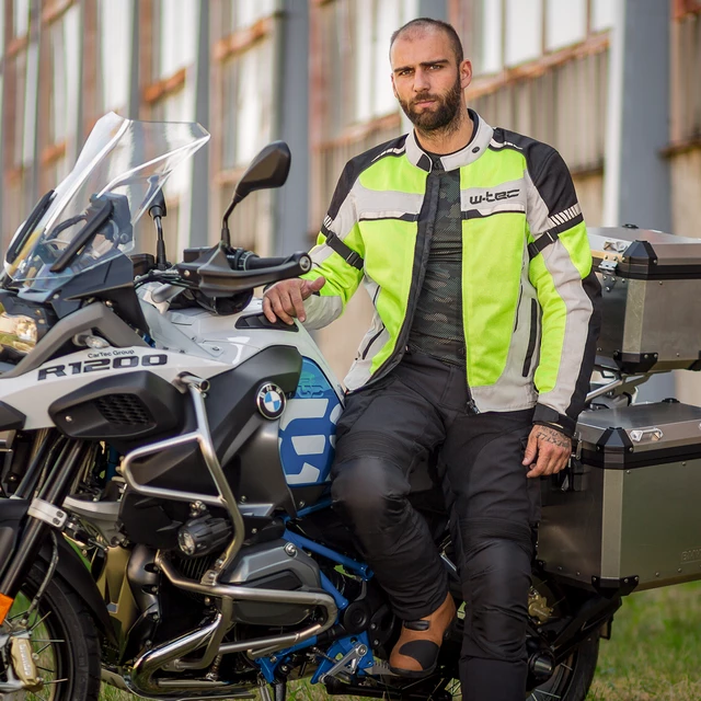 Męska kurtka motocyklowa letnia W-TEC Saigair - Fluo Yellow-Black