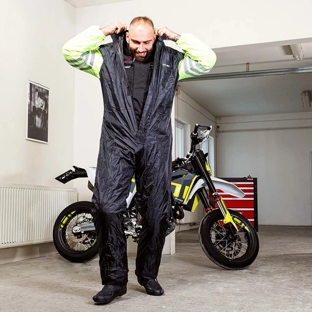 Motocyklowy kombinezon przeciwdeszczowy W-TEC Smedava - Czarny-fluo
