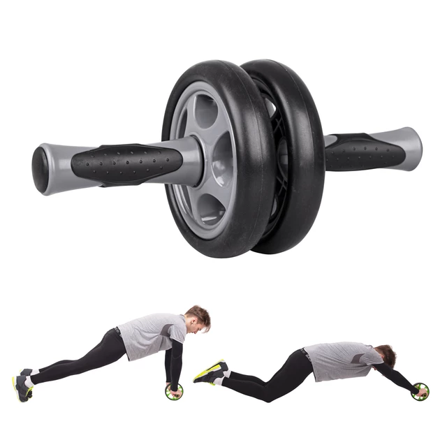 Wałek do ćwiczeń (ab roller) inSPORTline AR300 ∙ 0,6 kg ∙ nośność 100 kg ∙ antypoślizgowe uchwyty ∙ stabilna szeroka konstrukcja