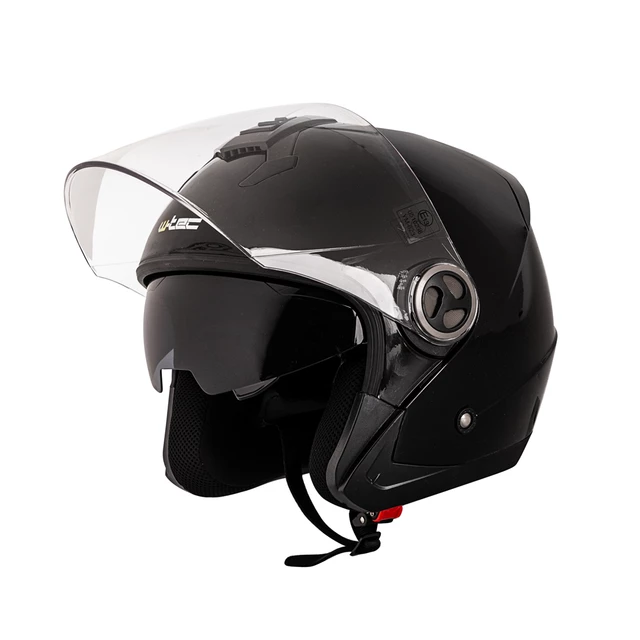 Kask motocyklowy otwarty z blendą W-TEC YM-623 - Matowy brązowo-czarny - Czysty Czarny Połysk