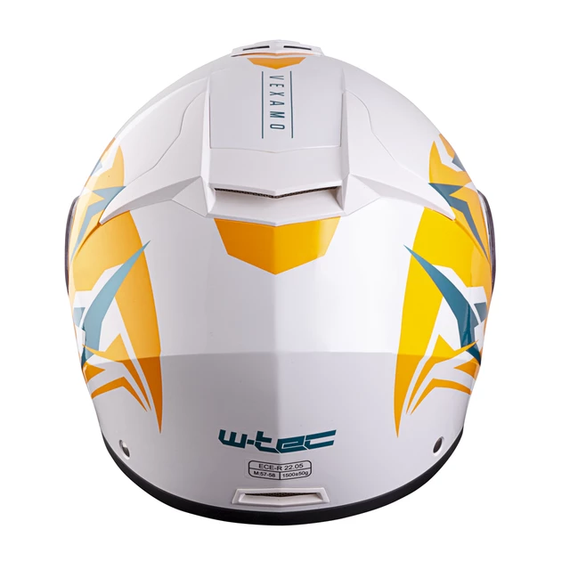 Kask motocyklowy szczękowy z blendą W-TEC Vexamo PI Graphic z Pinlockiem - Biała Grafika