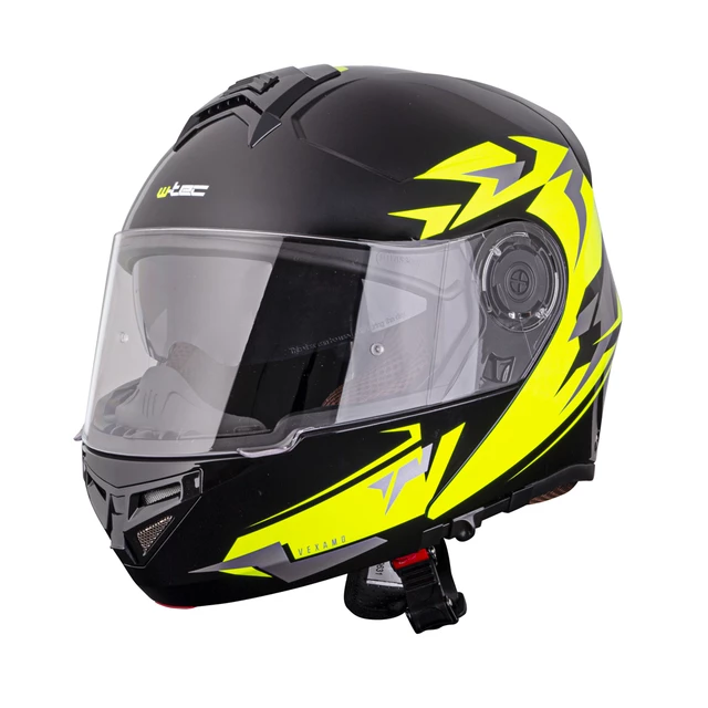 Kask motocyklowy szczękowy z blendą W-TEC Vexamo PI Graphic z Pinlockiem - Biała Grafika