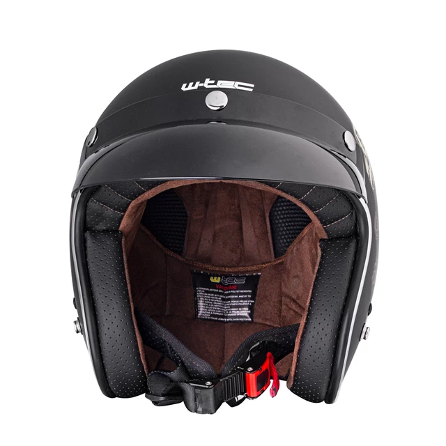 Kask motocyklowy otwarty chopper W-TEC Black Heart Kustom - Skull Horn, matowy czarny