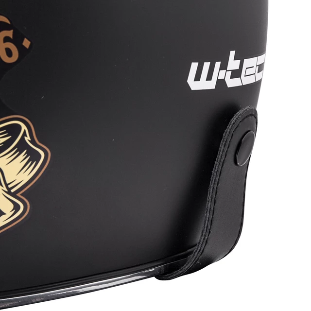 Kask motocyklowy otwarty chopper W-TEC Black Heart Kustom - Skull Horn, matowy czarny