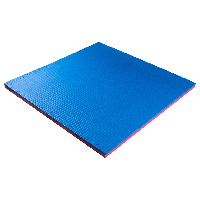 Mata puzzle fitness tatami na podłogę ochronna inSPORTline Malmeida 100x100x4 cm - czerwono-niebieski, wzór słomkowy