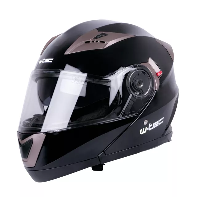 Kask motocyklowy z blendą Flip-Up W-TEC Pezzon - biało-brązowy